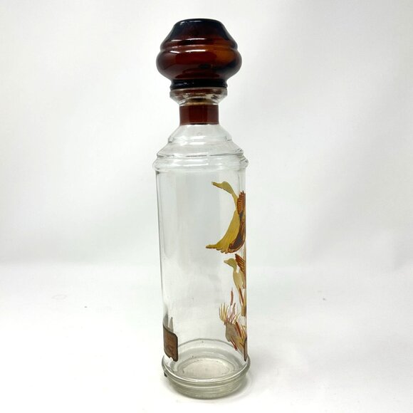 Vtg Cabin Still Bourbon Glass Decanter Sportsman Mallard Duck Amber Stopper - Picture 8 of 16
